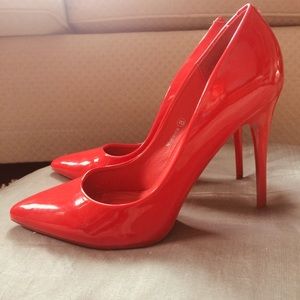 Red Vegan Eco Friendly Patent Stiletto Pump Heel